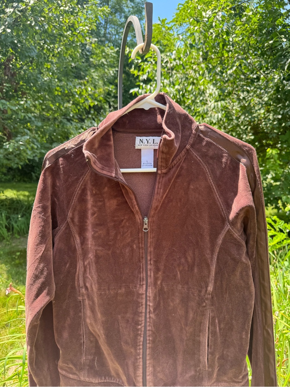 New York Laundry Brown Velour Zip Jacket Sweatshirt
